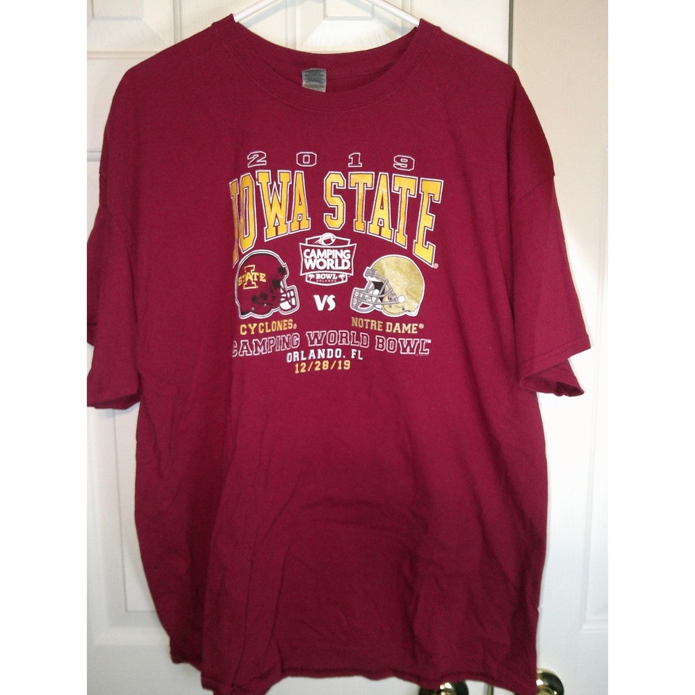 Vintage Iowa State‎ Cyclones vs Notre Dame Camping World Bowl T-Shirt Mens NWT
